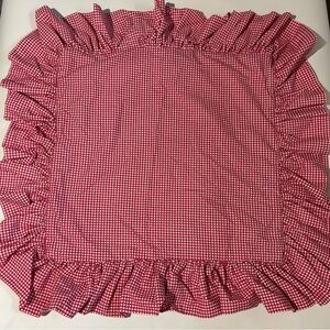 Vintage Ralph Lauren Wendy Gingham Ruffle Red Throw Pillow Cover sham cushion